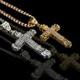thumbnail image 3 of Ice City Men's Iced Cross Pendant Necklace, Gold & Silver Plated - Silver, 3 of 6