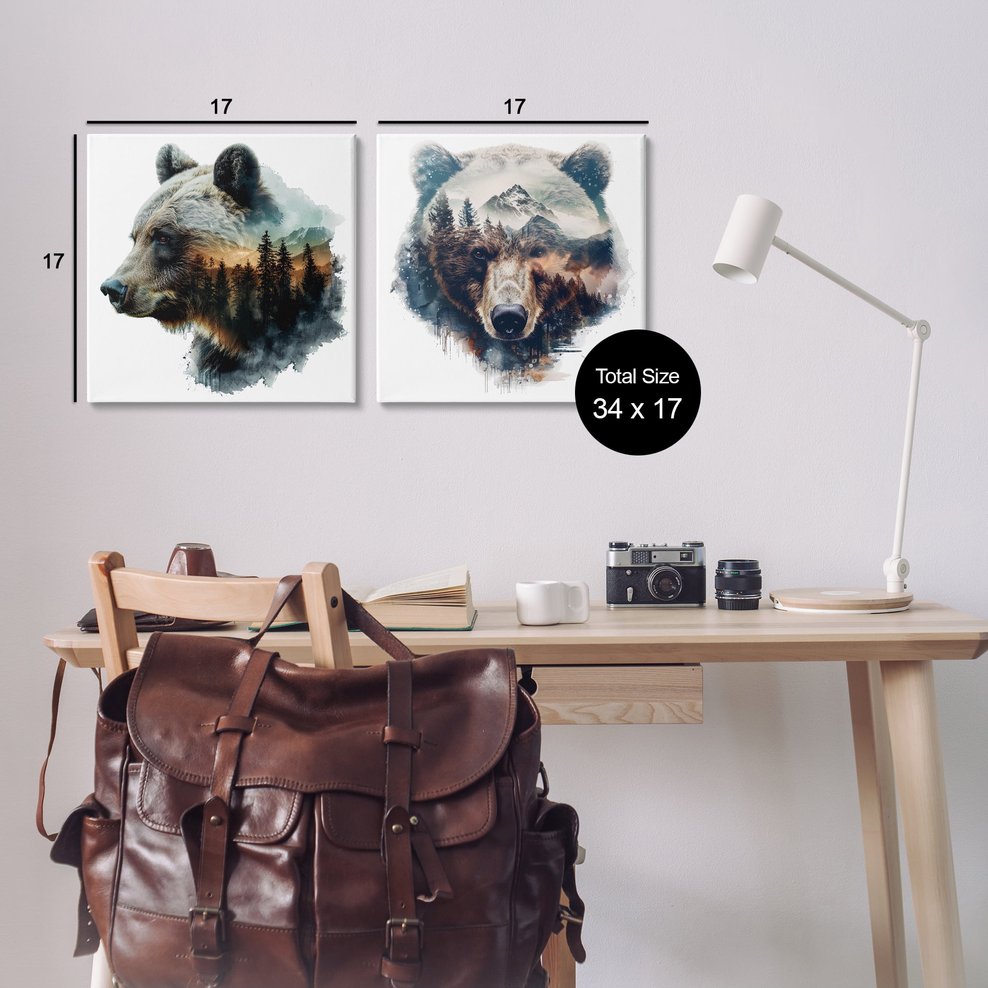 Stupell Industries Woodland Bear Forest Silhouettes Animals Painting Wrapped Canvas Art Print Wall Art, 17 x 17, Set of 2