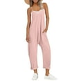 thumbnail image 2 of Simua Women's Solid Color Cross Neck Adjustable Strap Jumpsuit Loose Harem Leg With Pockets For Casual Daily Beach Vacation Summer Spring, 2 of 7
