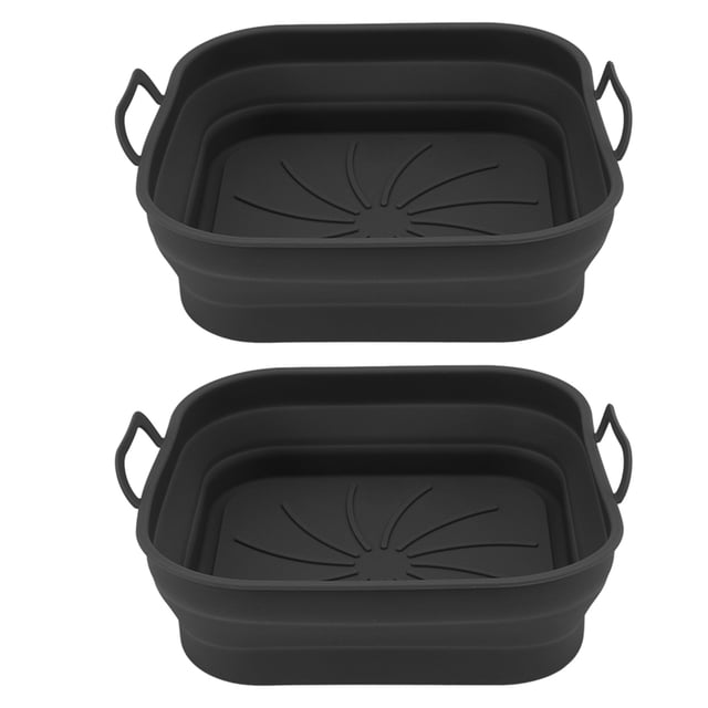 2 uds cesta de silicona para freidora olla de silicona antiadherente accesorios para freidora con mango negro