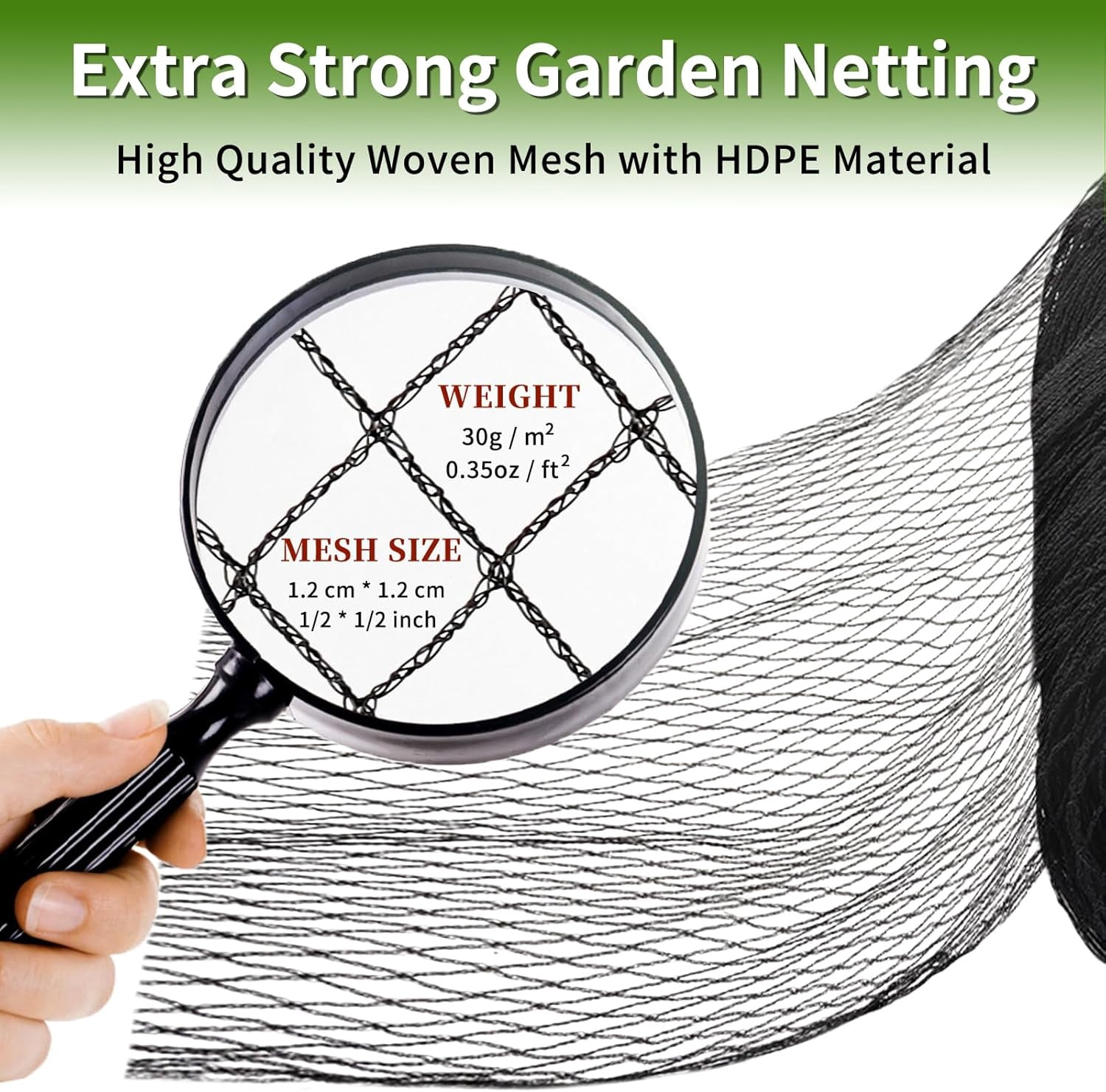Bird Netting for Garden Protection - 13 x 40 FT Heavy Duty Poultry Bird Netting for Chicken Coop with Ties & Staples, Garden Net Mesh for Fruit Trees Plants Vegetables Against Birds Deer