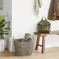 thumbnail image 3 of DecMode 21" x 18" Brown Seagrass Handmade Storage Basket with Metal Handles, 1-Piece, 3 of 13