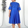 thumbnail image 4 of Uootdi Robes Formelles pour Femmes Col Rond Manches 3/4 Robes Brodées Grande Taille Robes Midi Élégantes Cadeau pour Invitée de Mariage, 4 of 7