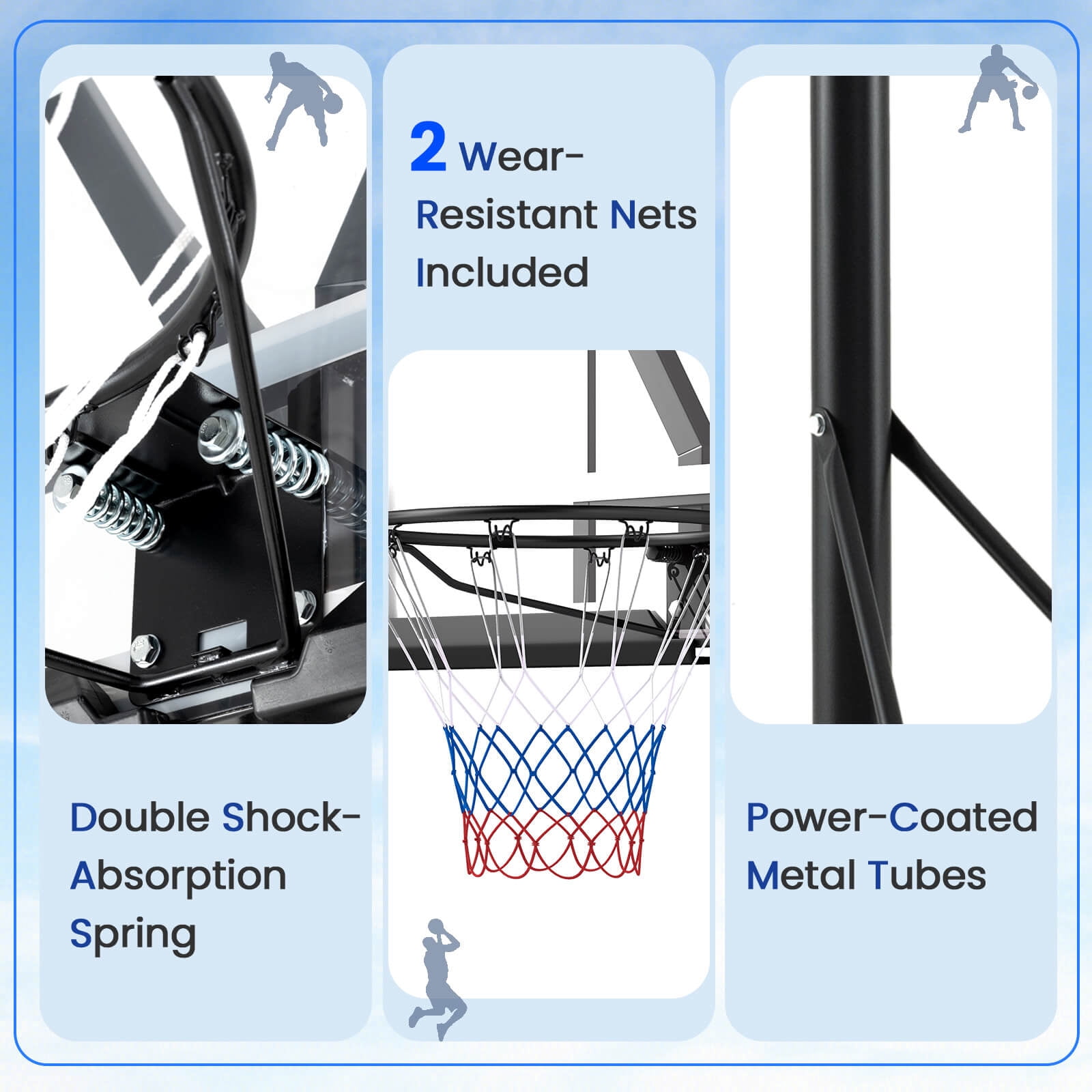 Infans Basketball Hoop Outdoor System w/ 45 Inch Shatterproof PC Backboard Wheels