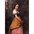 thumbnail image 2 of Jean-Baptiste-Camille Corot 18x24 Black Ornate Framed Double Matted Museum Art Print Titled: Young Woman in the Woods (1865), 2 of 5