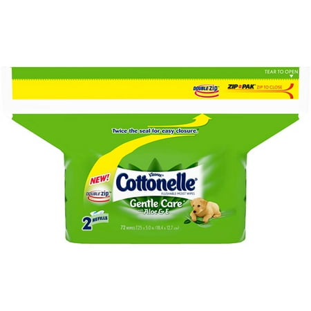 Cottonelle Gentle Care Flushable Moist Wipes with Aloe & E, 72 count