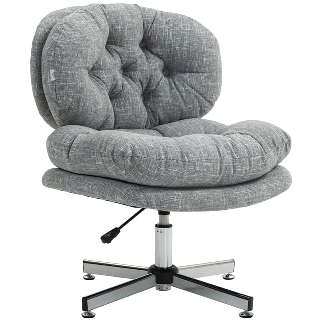 Armless Grey Office Chair | Adjustable Height Task Chair for Home & Office - Linen-Feel Fabric, 25.6" x 25.6"