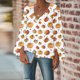 thumbnail image 2 of Mujer Otoño Invierno Casual Sexy Moda Camisa Halloween Impreso Manga Larga Puff Cuello V Jersey Top Fridja fjkfkj7737, 2 of 6