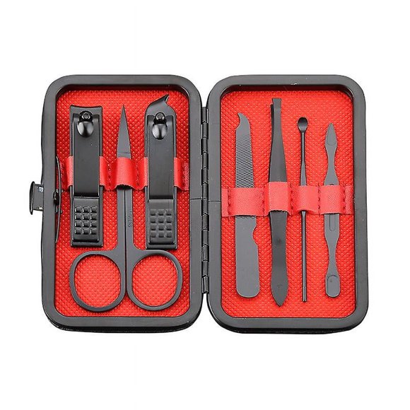 Manicure Set Nail Clippers Pedicure Kit, 7 In 1 Pieces Stainless Steel Manicure Kit Black