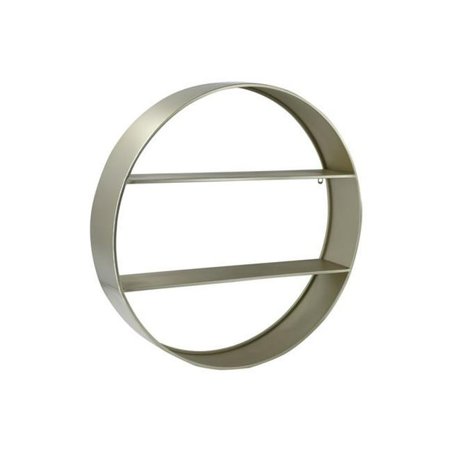 Benjara BM208744 Étagère Murale Ronde en Métal avec Rangement à 2 Niveaux&44; Argent