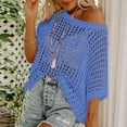 thumbnail image 4 of Giftesty Sweaters for Women Plus Size Women's Summer Five Quarter Sleeve Sexy Hollow Out Pullover Beach Cover Sweater Knitted Sweater, 4 of 8