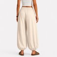 thumbnail image 4 of Women's Casual Loose Lantern Harem Pants Elastic Waist Baggy Wide Leg Trousers with Cuffed Ankles for Summer Wear, 4 of 7