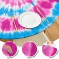 thumbnail image 4 of Pink Blue Tie Dye Spiral Round Fitted Tablecloth with Elastic Edge,Dining Table Cover Waterproof,Outdoor Round Tablecloth for Camping,Dining,Indoor and Outdoor, 4 of 7