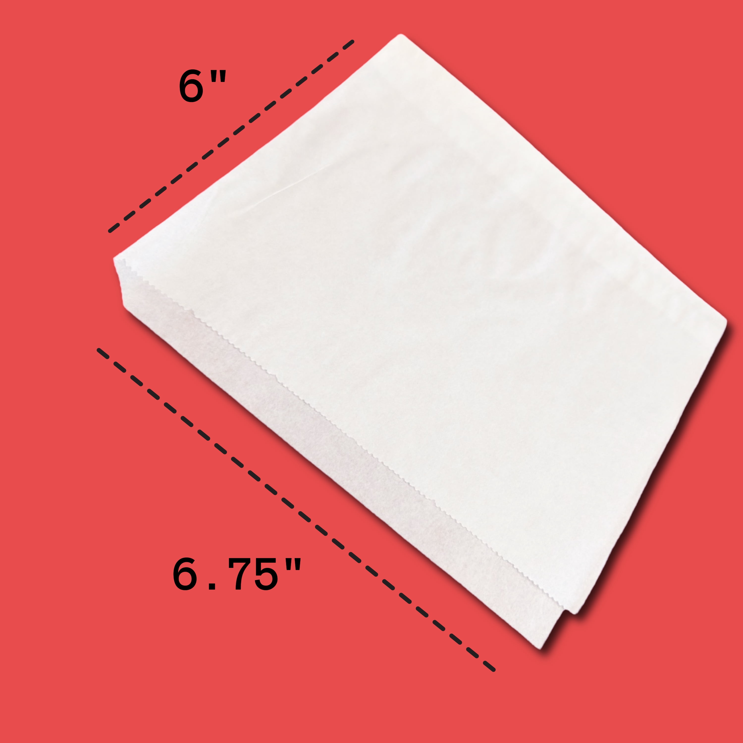 Greaseproof Double-Open Paper Sandwich Bag, White, 6" x 0.75" x 6.75", 1000 Count Box