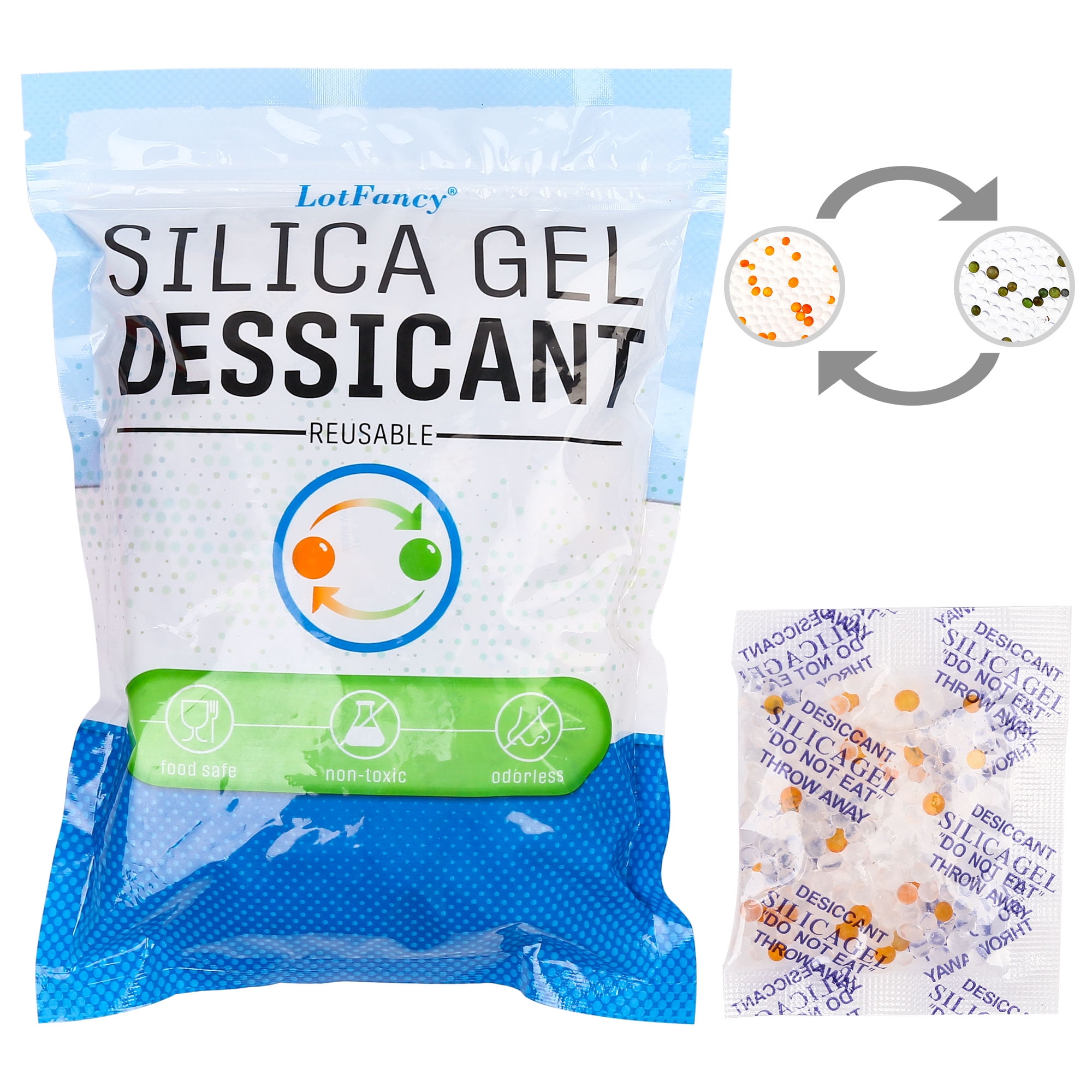 LotFancyIndicating Silica Gel Packets, 5 Gram 60 Packs,Moisture Absorber Dehumidifier