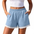 thumbnail image 5 of Lmueinov Womens Boho Shorts with Pockets 100% Cotton Elastic Waist Lace Tassel Trim Loose Fit 2026 Trendy Comfy Summer Beach Vacation Wear, 5 of 5