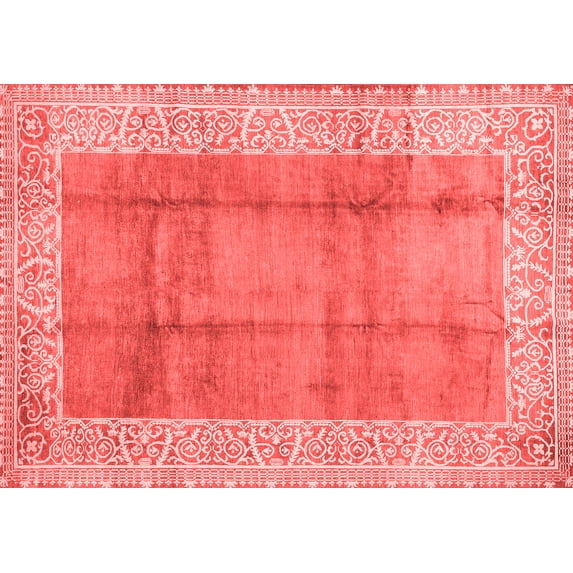 Ahgly Company Indoor Rectangle Abstract Red Contemporary Area Rugs, 2' x 4'