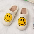 thumbnail image 5 of Smiley Face Slippers Retro Cozy Comfy Plush Warm Slip-on Slippers Winter Soft Fuzzy Indoor House Shoes with Memory Foam for Men Women…, 5 of 12