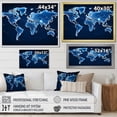 thumbnail image 4 of Designart "Majestic Blues On The World Map" World Map Floater Framed Wall Art Living Room, 4 of 5