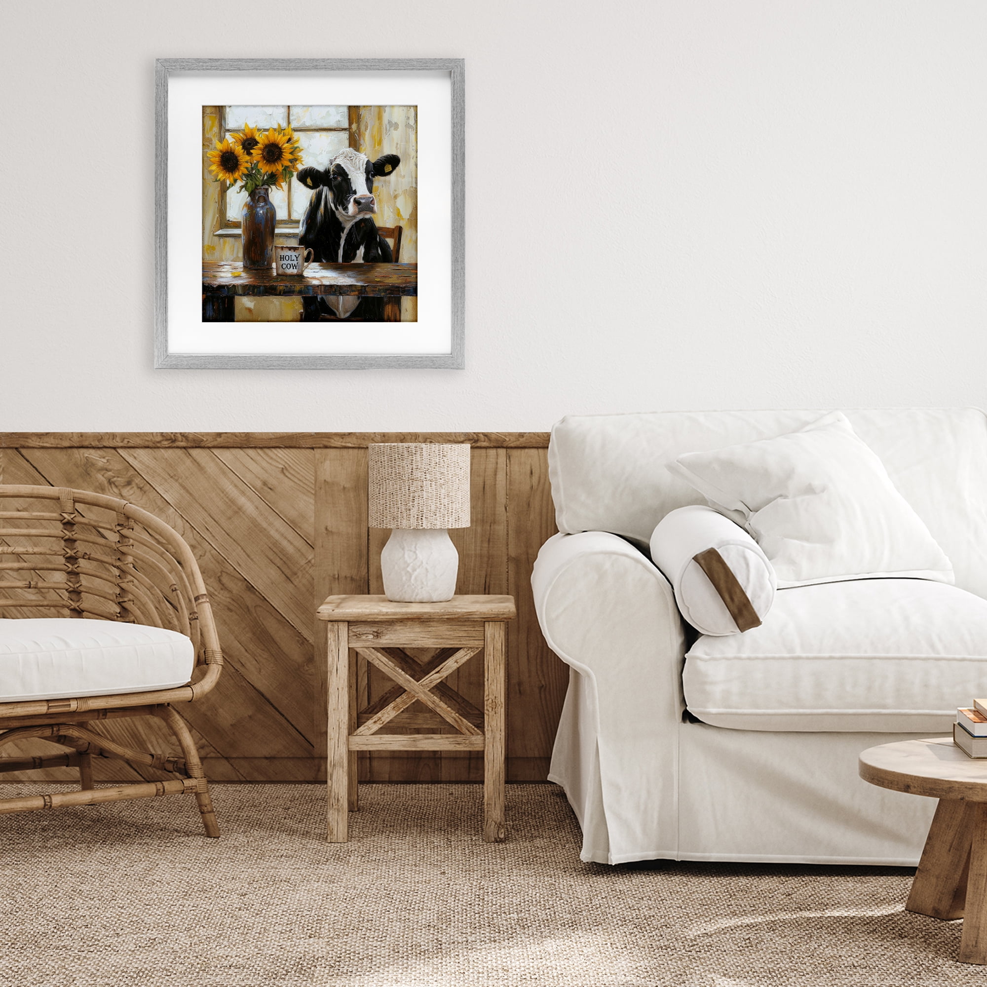 Stupell Industries Holy Cow Rustic Farm Table Gray Framed Print Under Glass, design by Tina LeCour