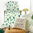 thumbnail image 5 of St Patrick''s Day Blanket Shamrock Flannel Throw Blanket 60"x50" Clover Lucky Gift for Adult and Kids Decorative Blankets Funny Super Soft Cozy Blanket, 5 of 6