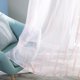 thumbnail image 1 of Cortinas Deconovo de rayas rosas transparentes con bolsillo para barra, jacquard blanco, para dormitorio, 132 cm de ancho x 213 cm de largo, 2 paneles, 1 of 7
