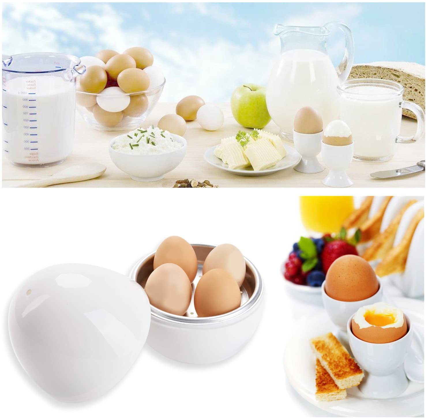 Microwave Egg Boiler Soft Medium Hard Egg Steamer Ball Shape Cooker up to 4  Eggs