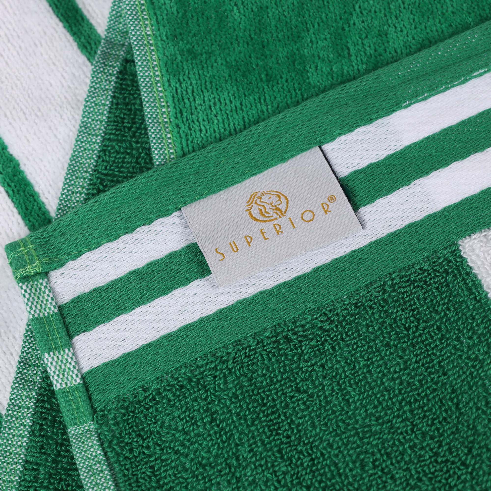 Superior Cotton Striped Oversized Beach Towel Set of 6, 34" x 64", Dark Green