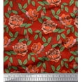 thumbnail image 3 of Soimoi Feuilles de Voile de Coton & Imprimé Floral Rose par la Cour 56 Pouces de Large, 3 of 3
