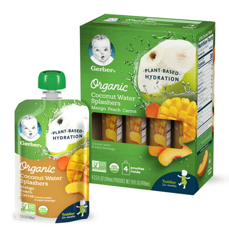 Gerber Organic Coconut Water Splashers Mango Peach Carrot, 3.5 oz Pouch (Pack of (Best Rated Coconut Water)