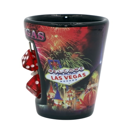 Las Vegas Nevada Neon Fireworks Dice Spindice Shot Glass