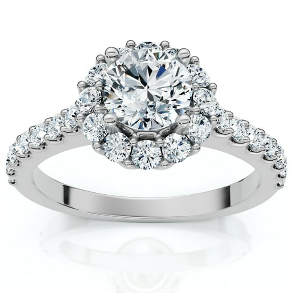 Pompeii 1 3/8ct Halo Diamond Engagement Ring 14K White Gold (G/H,I1)
