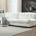thumbnail image 6 of 96.46“ Modern Cloud Style Sofa, Velvet Couch, Comfy Padded Cloud Couch, Modern Loveseat, Deep Seat Couch, Minimalist Couch, Modular Sectional Sofa, Cloud Couch for Living Room (White), 6 of 9
