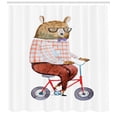 thumbnail image 3 of Ambesonne Funny Shower Curtain, Urban Bear on Bicycle, 69"Wx75"L, Multicolor, 3 of 3