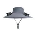 thumbnail image 2 of Sombrero de ventilador con energía solar de nailon transpirable de ala ancha para correr, mochilerismo y pesca. Gris oscuro, 2 of 9