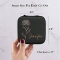 thumbnail image 5 of Custom Leather Jewelry Box with Name and Birth Flower Month, Personalized Jewelry Travel Case Ring Box Birthday Chirstmas Customizable Gifts for Women - Sky Blue, July, 5 of 10