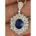 thumbnail image 4 of 2.50Ct Oval Cut Blue Sapphire Halo Pendant 14k White Gold Plated Free Chain, 4 of 10