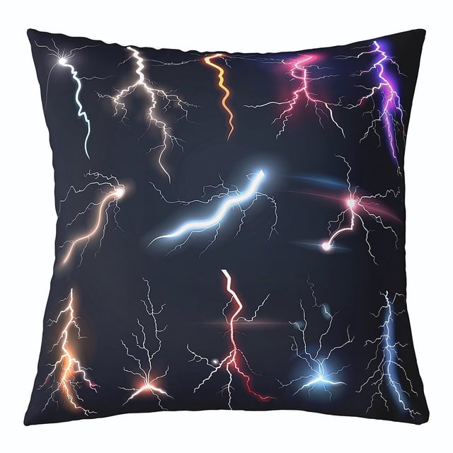 YST Lightning Throw Pillow Cover for Kids Teens Adult,Colorful Lightning Pillow Cover,Grey Space Cushion Cover,Abstract Lightning Landscape Decorative Pillow Cover 18x18 Inch