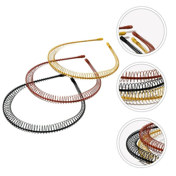 IBASETOY 3Pcs Nonslip Hairband Stylish Wave Shaped Headbands for Women's Durable Iron Assorted Color