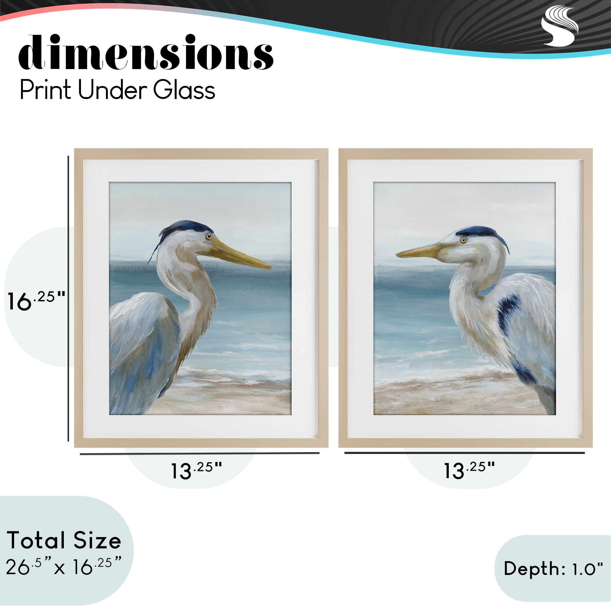 Stupell Industries Tranquil Gaze Herons 2 Piece Birch Framed Print Under Glass Set, design by Nan