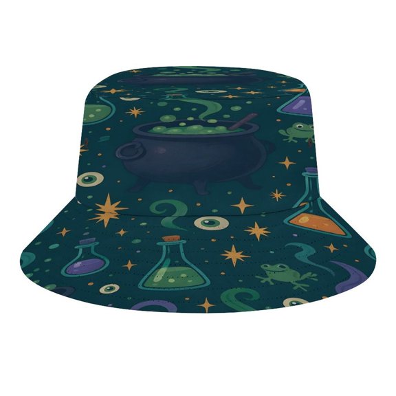 Men'S And Women'S Universal Fisherman'S Hat Sun Protection Can Be Easily Matched With All Kinds Of Clothing For Picnic Camping Climbing And Fishing Magical Potion Halloween Pattern