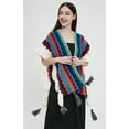 thumbnail image 4 of ZhangBaoLin Women Shawl Wrap Cardigan Poncho Cape Open Front Travel Sweater Coat Colorful Tassels Knit Blanket, 4 of 7