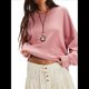 thumbnail image 1 of Sudaderas para Mujer, Suéteres de Cuello Redondo de Gran Tamaño, Blusas de Larga, Ropa de Otoño Invierno 2025 Rosa M, 1 of 10
