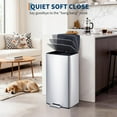 thumbnail image 6 of 40L / 10.6 Gal Kitchen Trash Can, Stainless Steel Garbage Can with Soft Close Lid, Rectangular Waste Bin with Filter, Removable Inner Bucket and Foldable Foot Pedal for Bathroom Home Office, 6 of 8