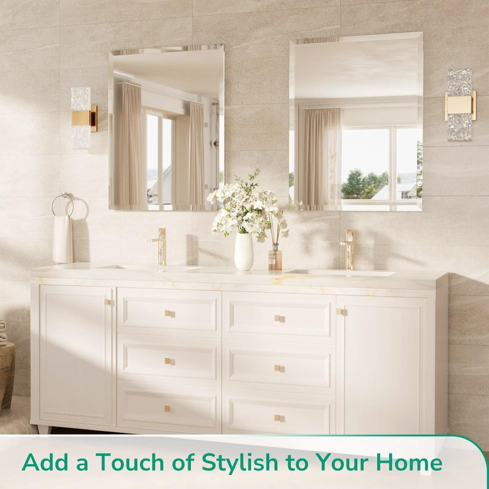 Gleamira 18"x24" Frameless Bathroom Mirror Rectangle Wall Mirror with Beveled Edge Vanity Mirror Over Sink