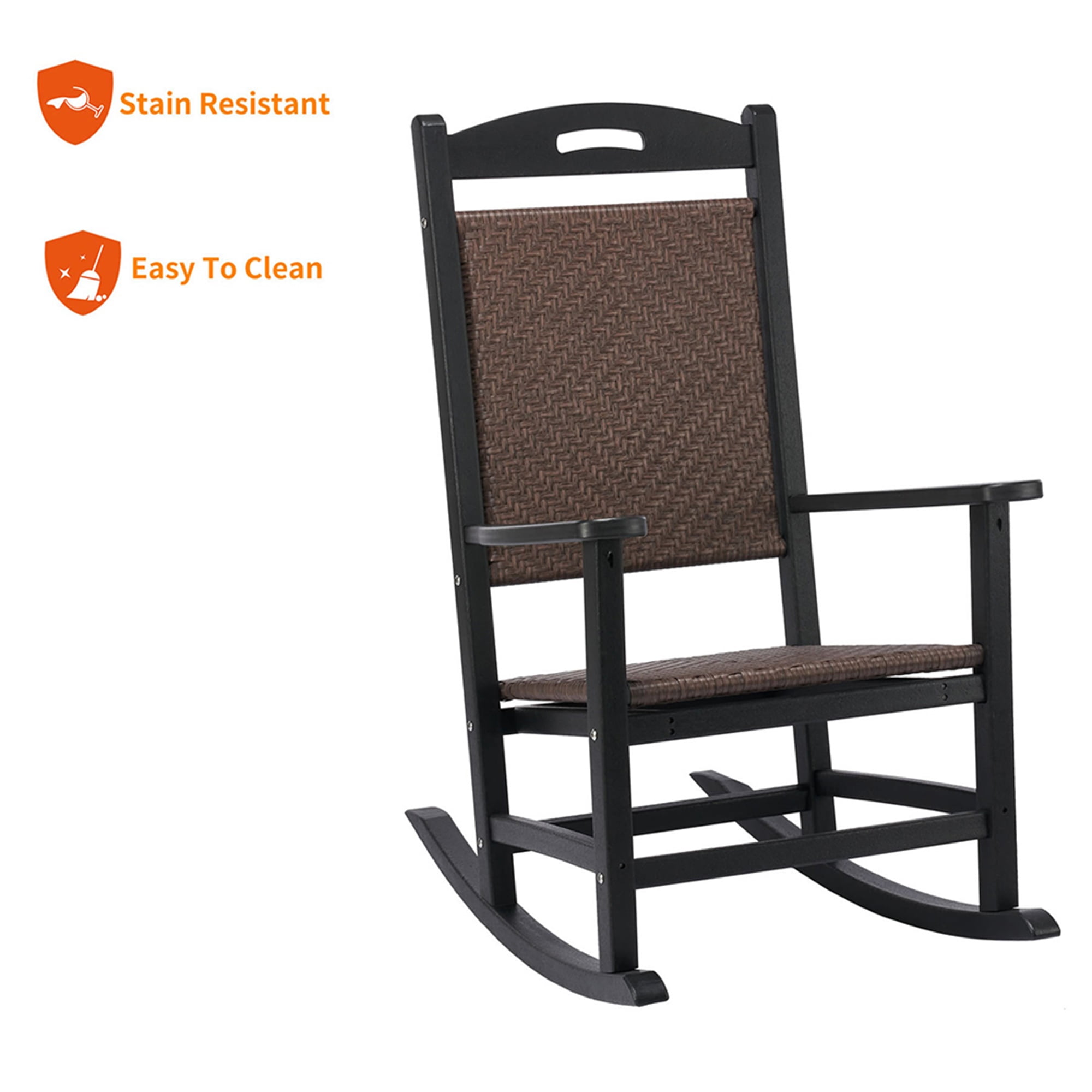 Aimee Lii Outdoor Rocking Chair, Patio Rocker Chair with High Back, Rocking Chair, Widely Used for Lawn, Porch, Backyard, Indoor and Garden