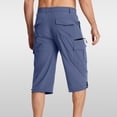 thumbnail image 6 of Mens Cargo Shorts with 7 Pockets Casual Long Blew Knee Capri 3/4 Pants for Work Fishing Hiking Athletic, 6 of 7