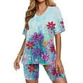 thumbnail image 4 of Aloohaidyvio Tops,Womens Summer Short Sleeve V-Neck Tops Shorts Comfortable Homewear Two-Piece Suit Sets, 4 of 6