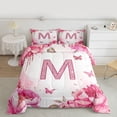 thumbnail image 2 of Homewish Pink Sparking Print Bedding Comforter Set,Rustic Flower Floral Twin Comforter Sets,First Letter M Bedding Set For Girls,Super Cozy Room Decor Reversible,2-Piece, 2 of 8