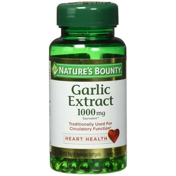 Nature's Bounty Garlic 1000 mg Softgels 100 ea (Pack of 2) Walmart